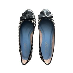 Nicky Hilton X French Sole Black White Checkered Flat Dress Shoe Womens Size 8.5